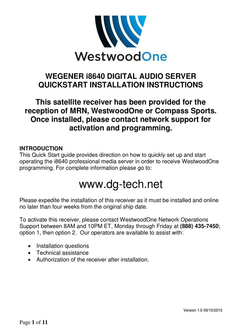 WestwoodOne WEGENER i8640 Quickstart installation instructions