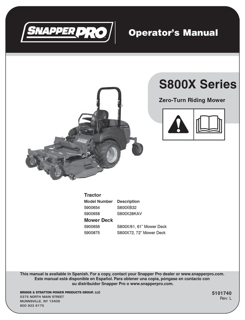 Briggs & Stratton Snapper Pro S800X Series User manual Briggs & Stratton Snapper Pro S800X Series User manual
