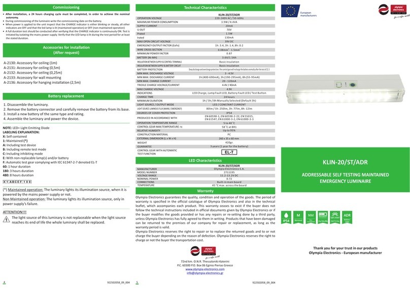 olympia electronics KLIN-20/ST/ADR manual