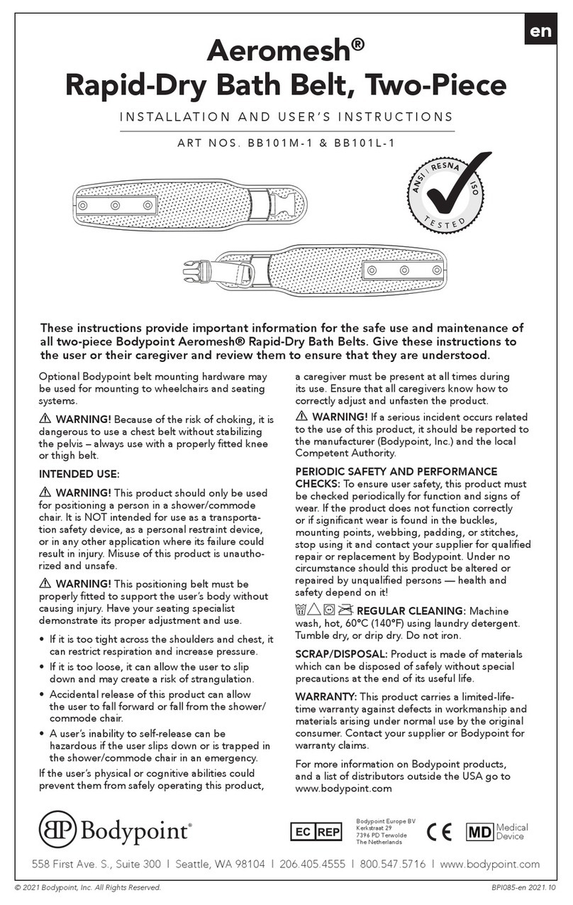 Bodypoint BB101M-1 Installation and user instructions
