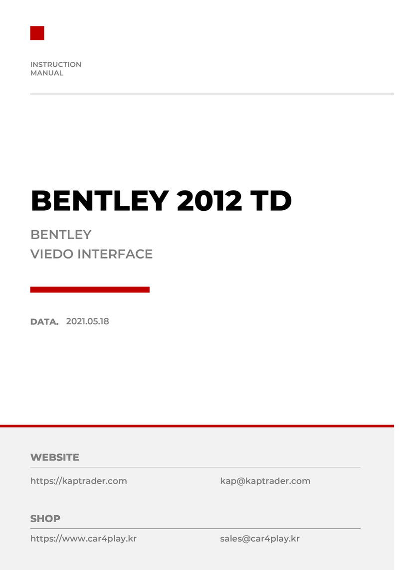 KAP BENTLEY 2012 TD instruction manual