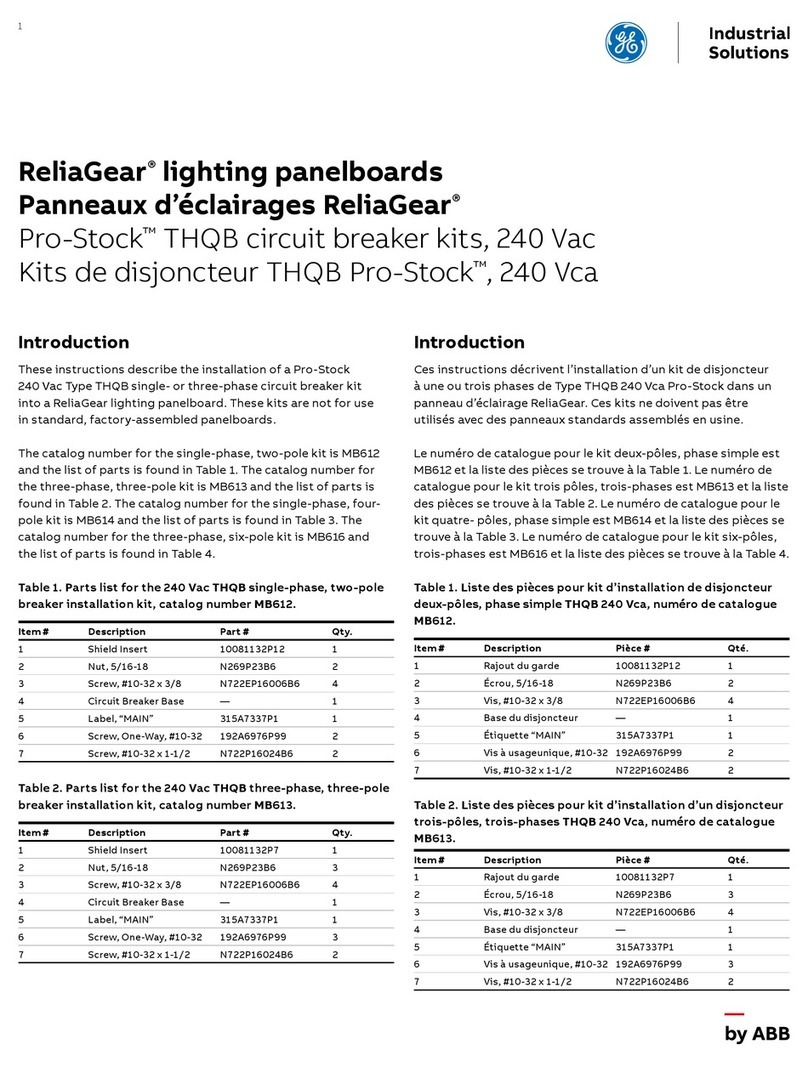 GE ReliaGear Pro-Stock THQB User manual