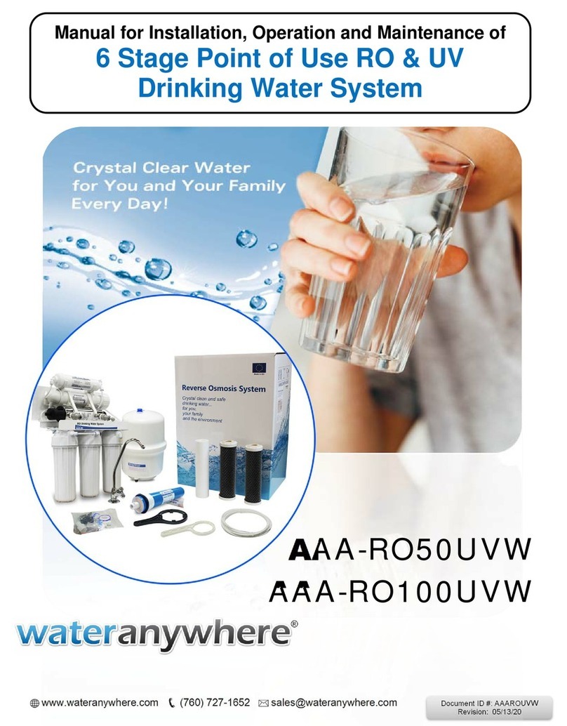 Wateranywhere AAA-RO50UVW MANUAL FOR INSTALLATION, OPERATION AND MAINTENANCE