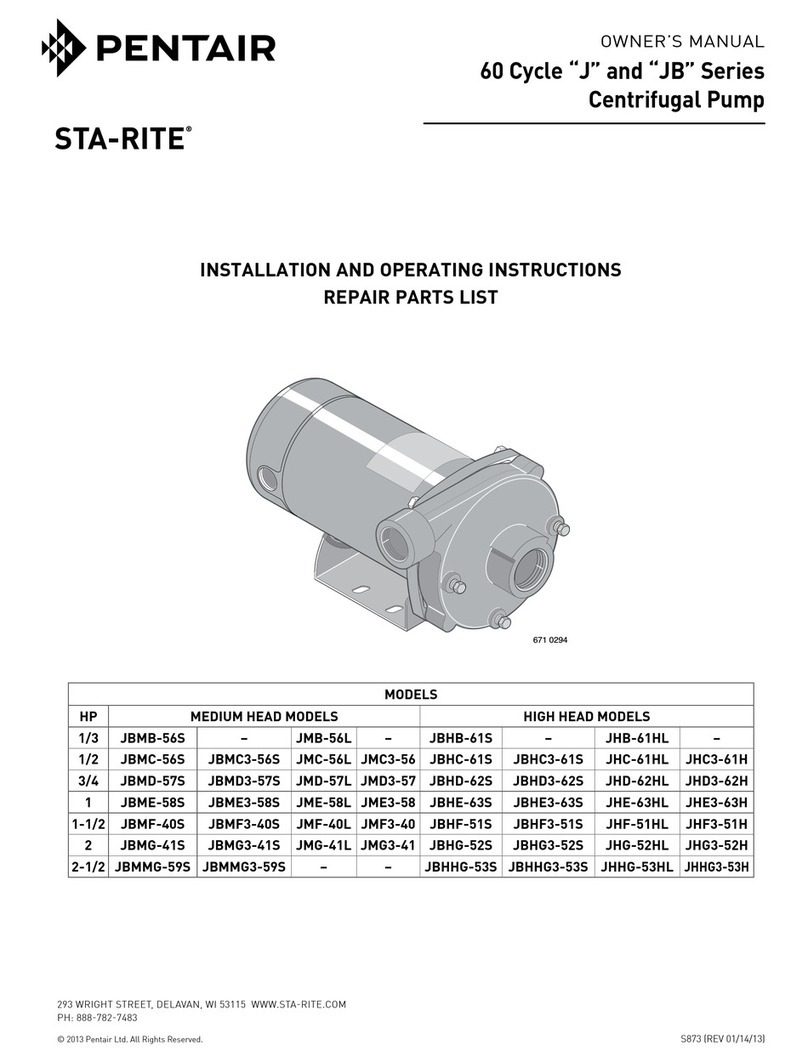 Pentair Sta-Rite J Series User manual Pentair Sta-Rite J Series User manual