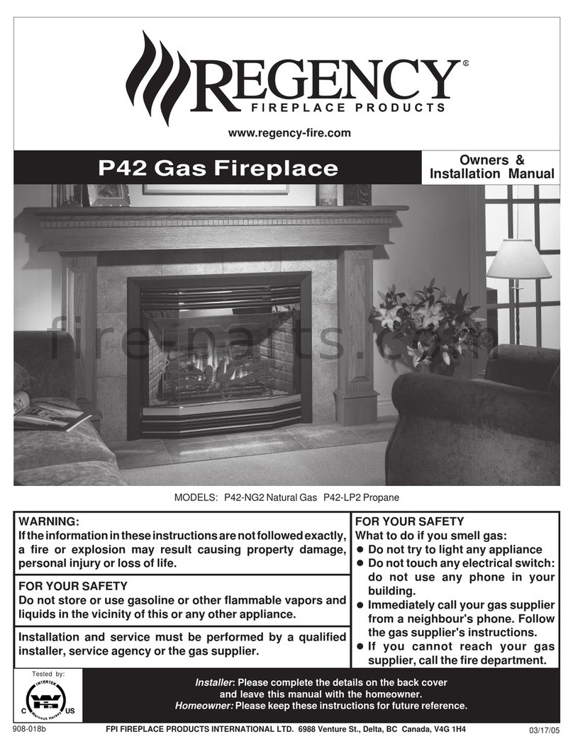 Regency Fireplace Products P42 Owners & installation manual