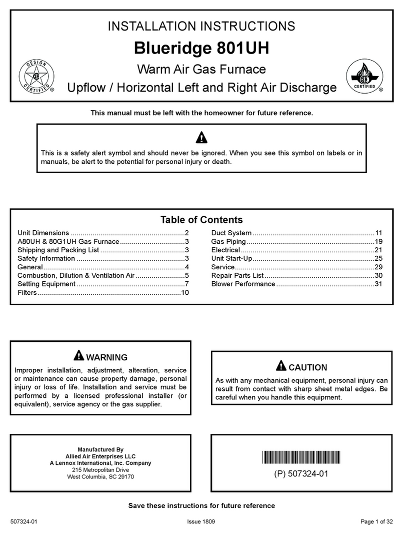Blue Ridge 801UH installation instructions