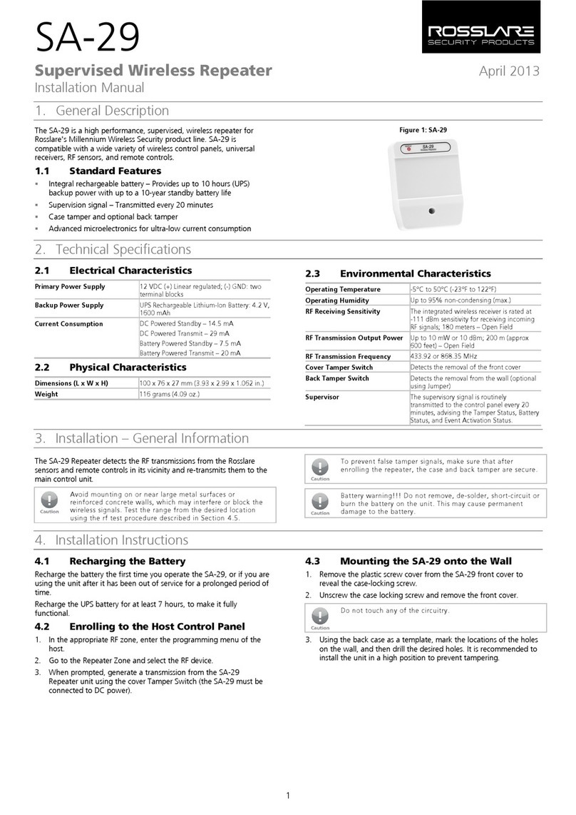 Rosslare SA-29 installation manual