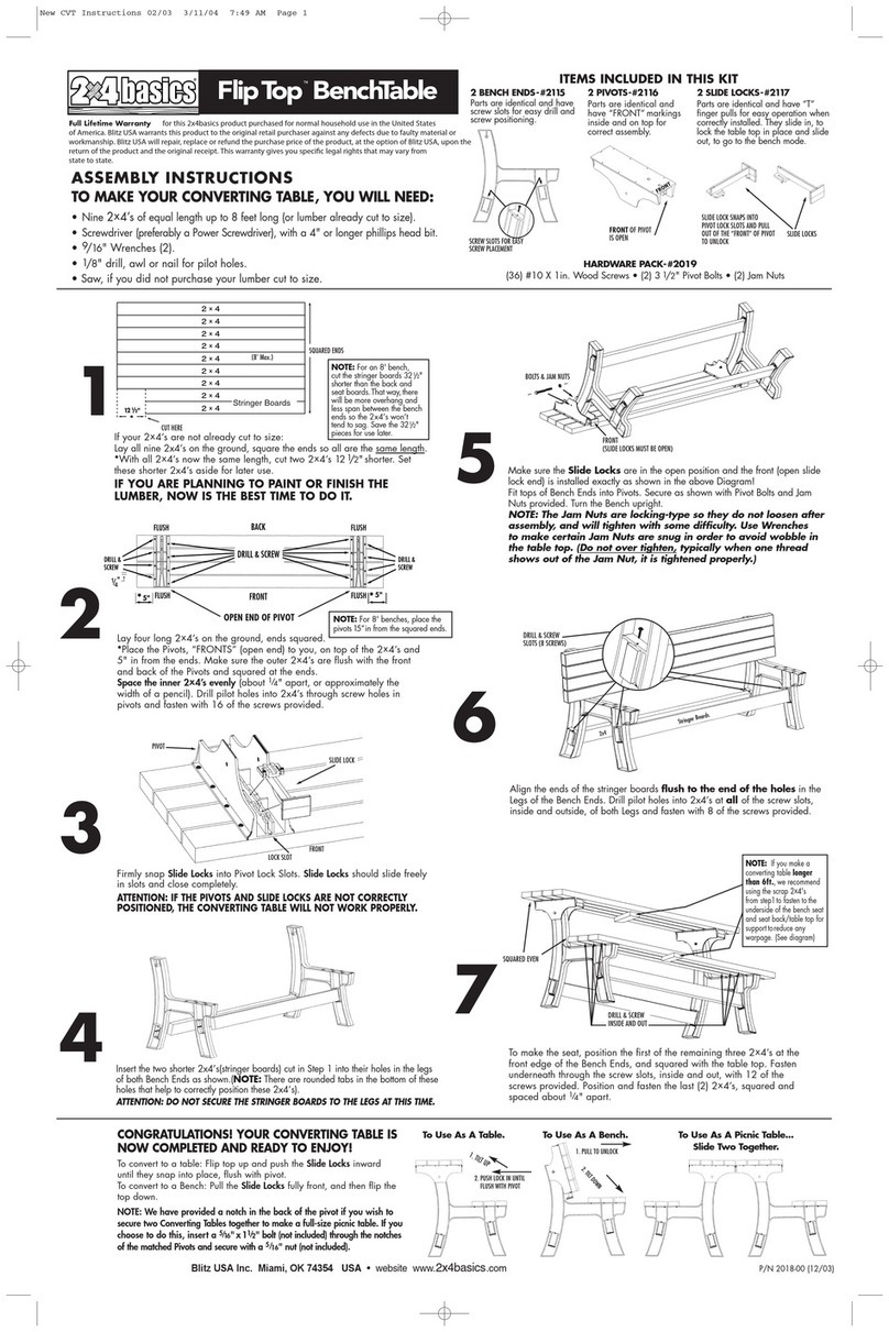 Blitz 2X4 basics Flip Top BenchTable quick start guide