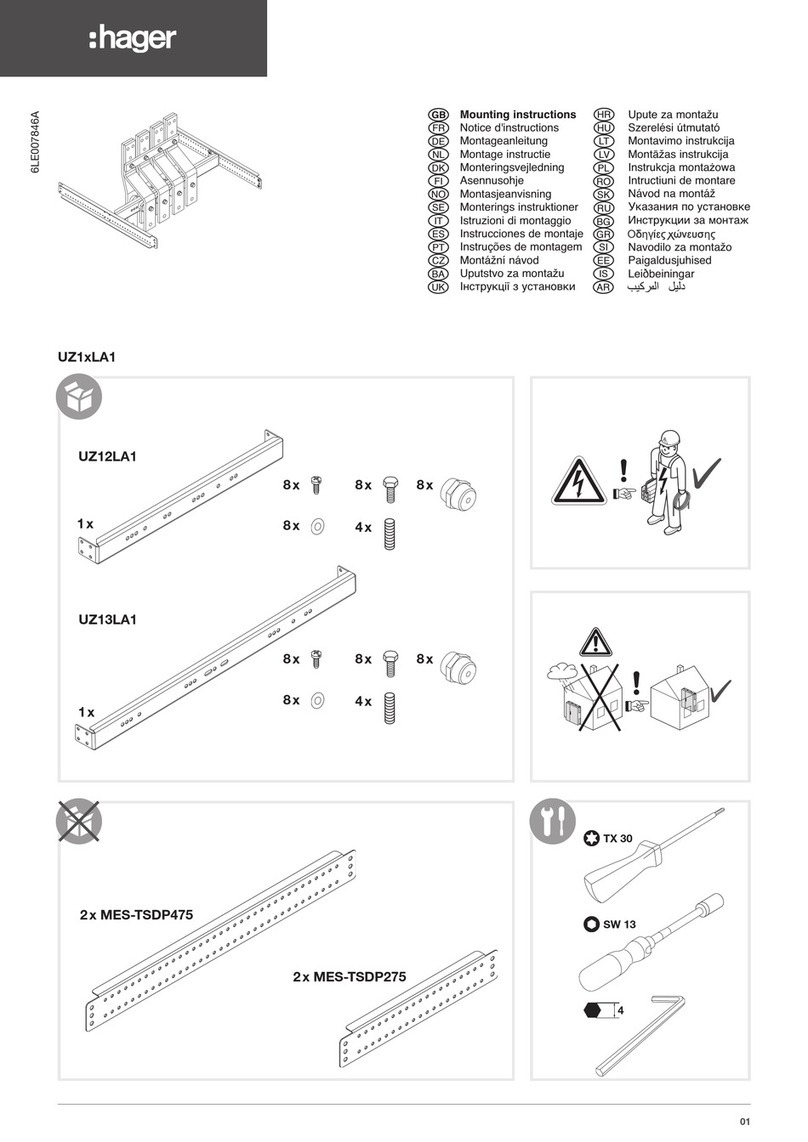 hager UZ1LA1 Series Mounting instructions hager UZ1LA1 Series Mounting instructions