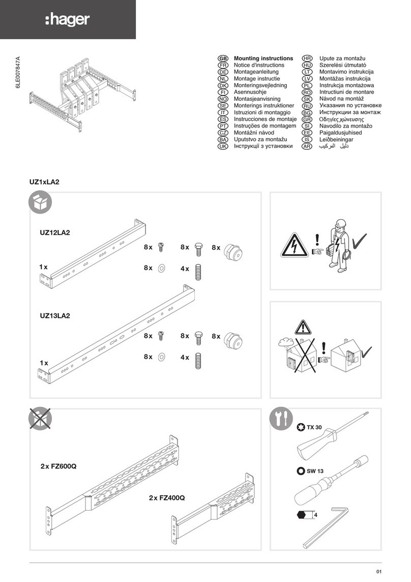 hager UZ1LA2 Series Mounting instructions