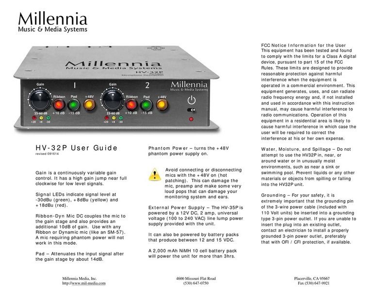 Millennia HV-32P user guide