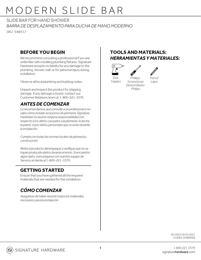 Signature Hardware MODERN SLIDE BAR 948917 User manual
