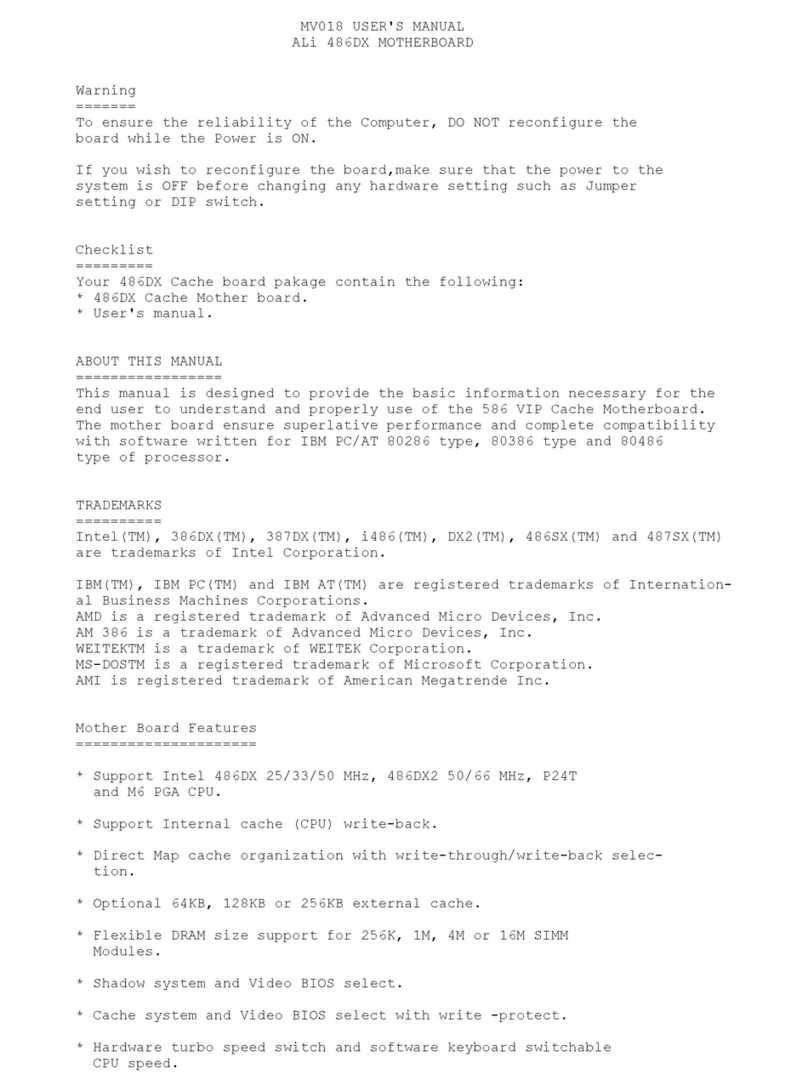 Wintech MV018 User manual