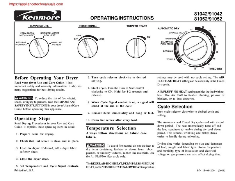 Kenmore 81042 User manual