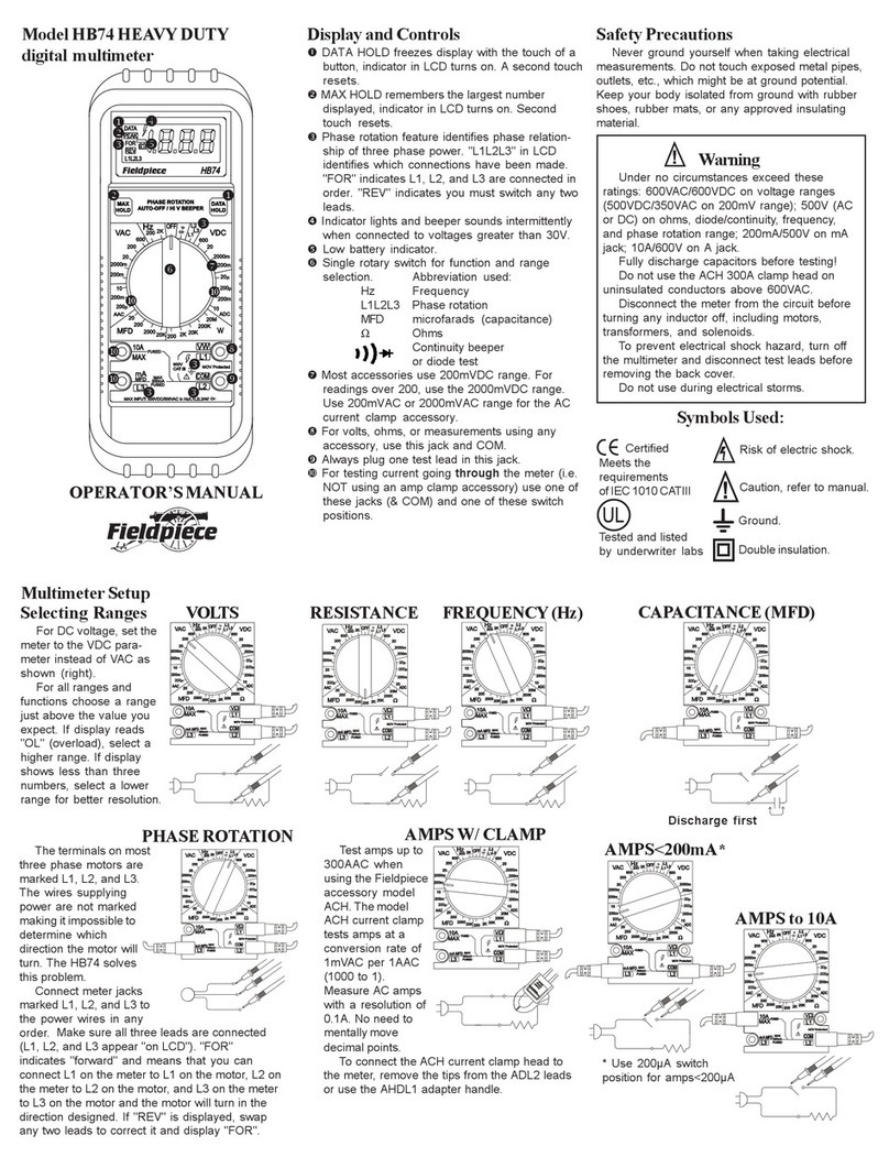 Fieldpiece HB74 Heavy Duty Operator's manual