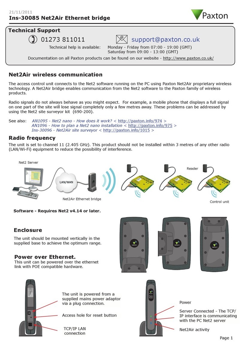 Paxton Ins-30085 Net2Air quick start guide