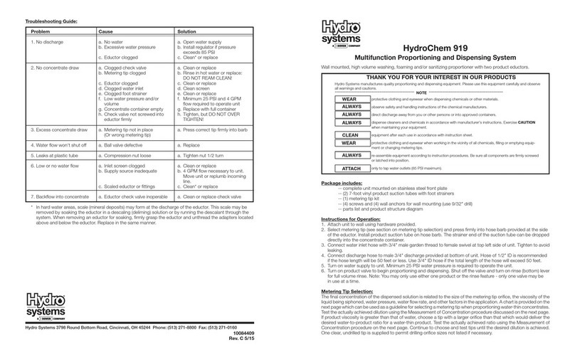 Dover Hydro systems HydroChem 919 User manual