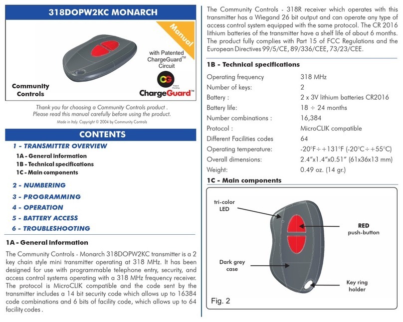 Community Controls 318DOPW2KC MONARCH manual