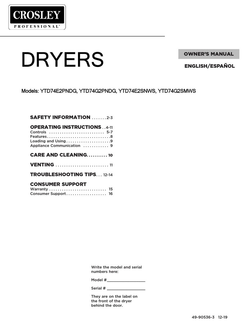 Crosley YTD74E2PNDG User manual