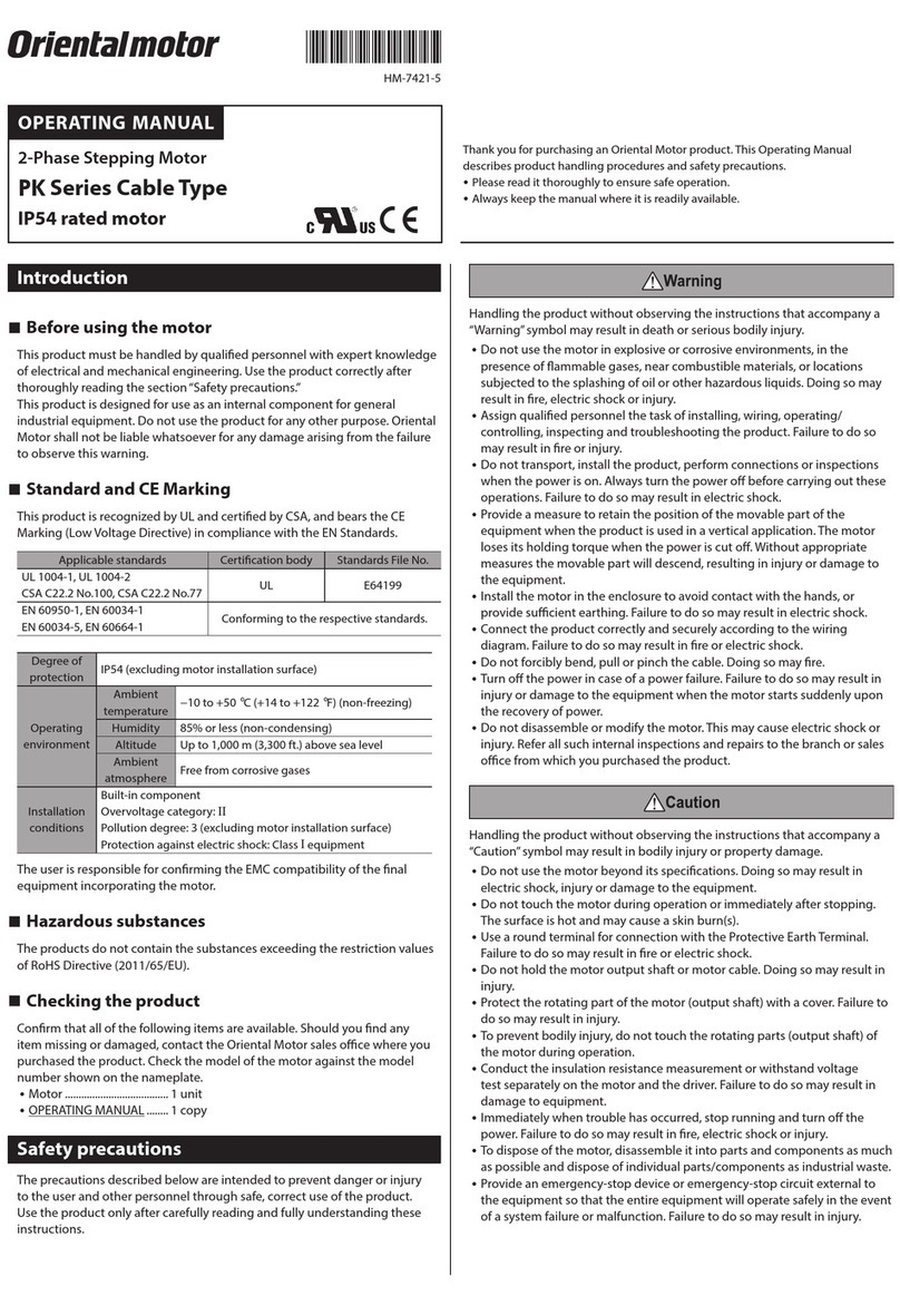 Oriental motor PK Series User manual