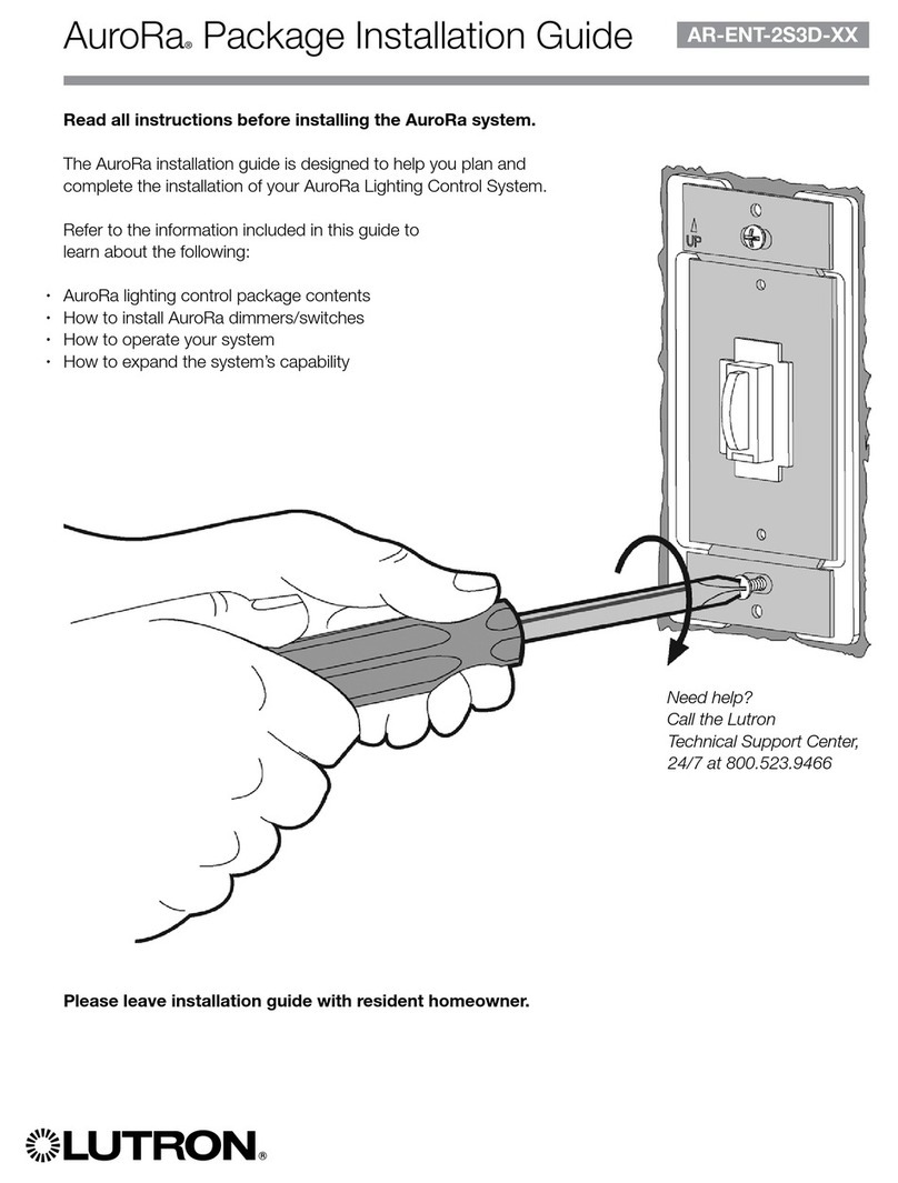 Lutron Electronics AuroRa AR-ENT-2S3D Series Package Installation Guide Lutron Electronics AuroRa AR-ENT-2S3D Series Package Installation Guide
