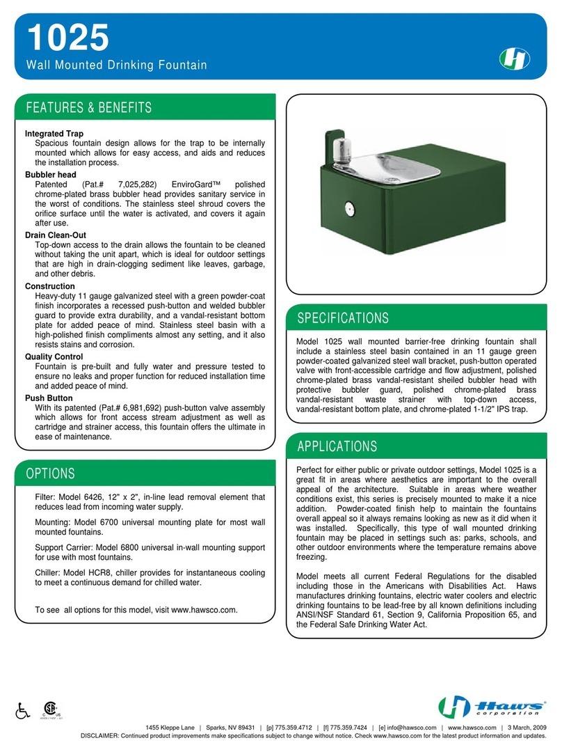 Haws 1025 Installation, operation & maintenance instructions
