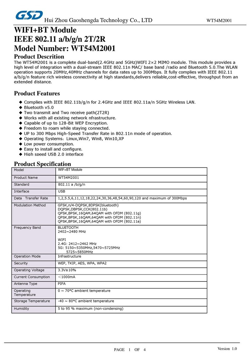 GSD WT54M2001 User manual