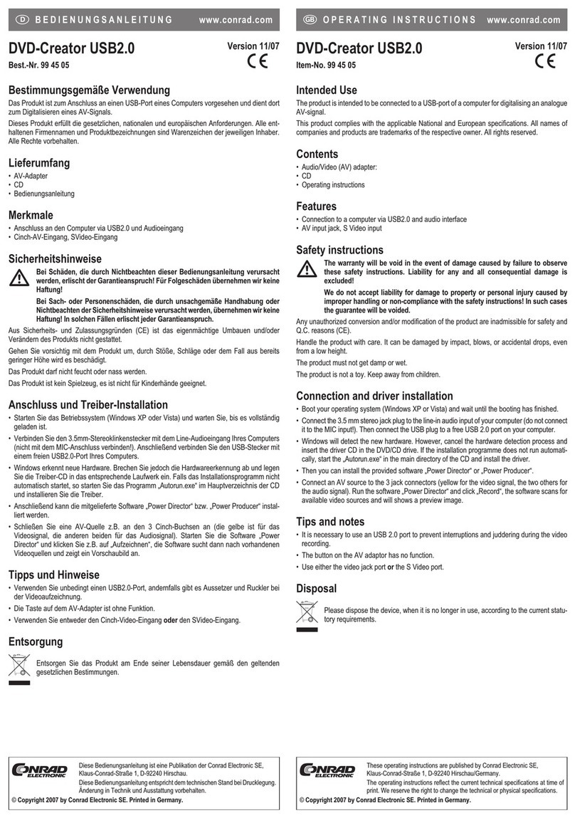 Conrad DVD-Creator USB2.0 operating instructions