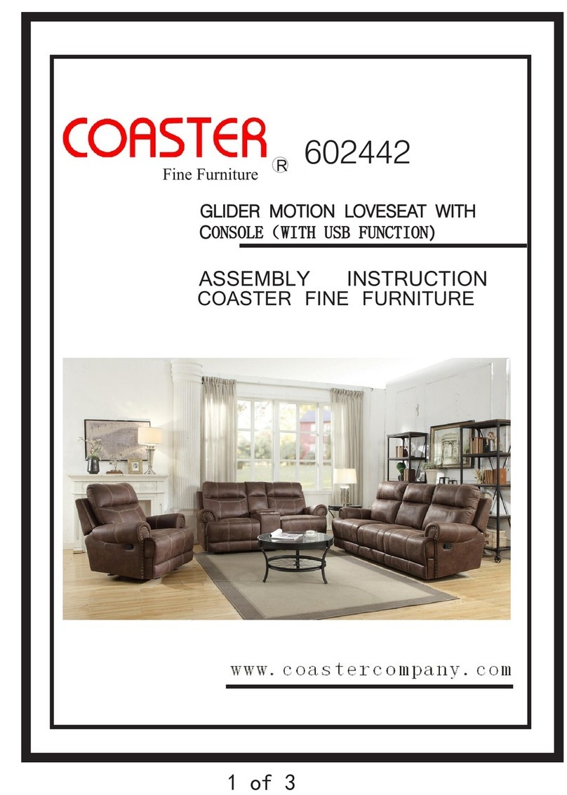 Coaster GLIDER MOTION LOVESEAT 602442 Assembly instruction Coaster GLIDER MOTION LOVESEAT 602442 Assembly instruction