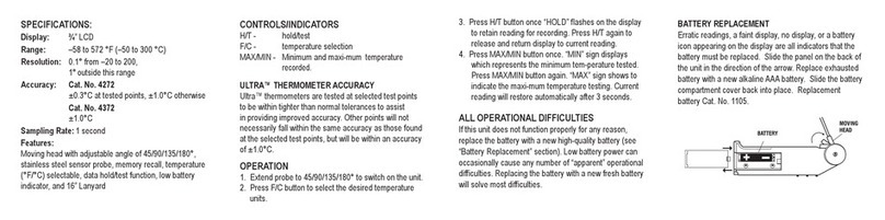 Control Company TRACEABLE FLIP-STICK 4272 instructions