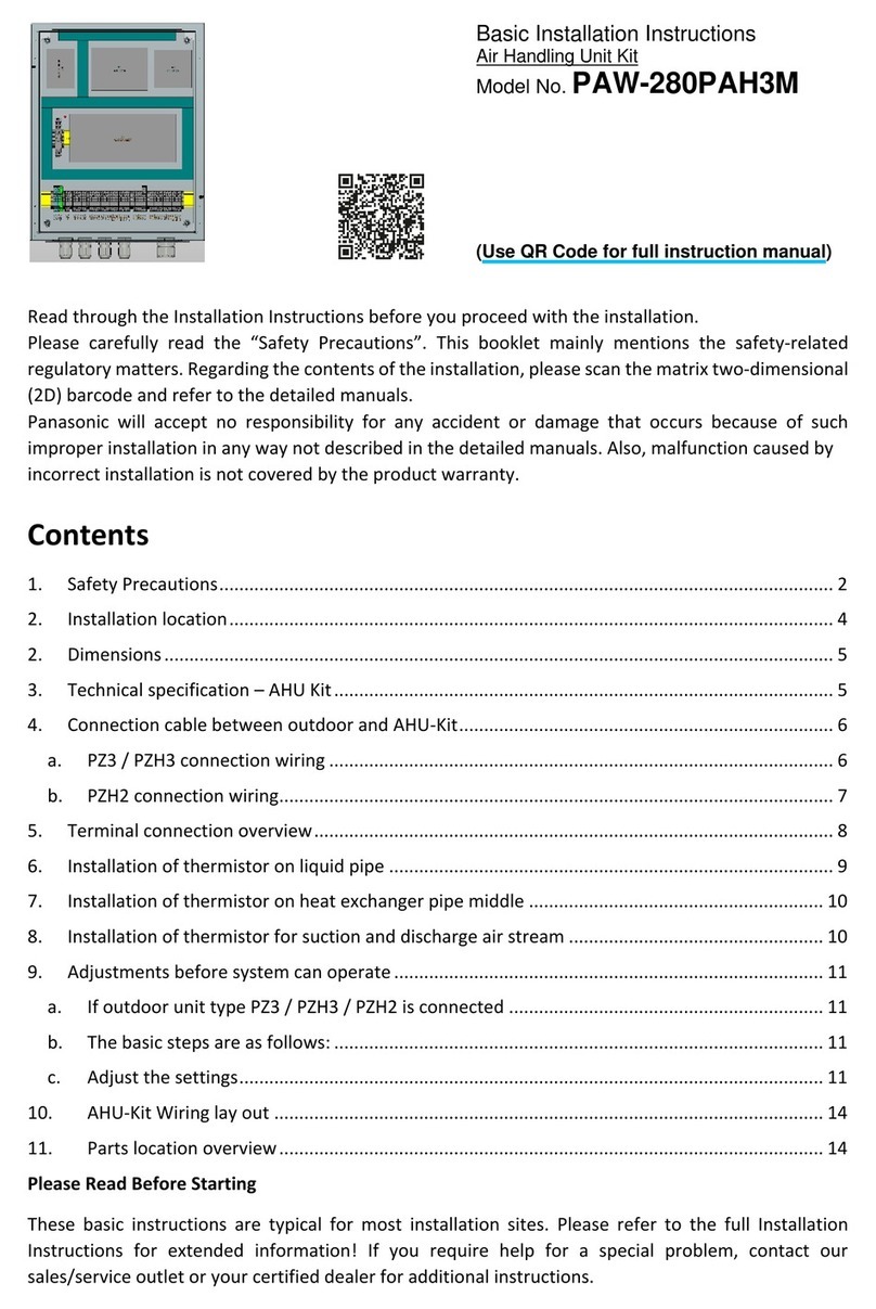 Panasonic PAW-280PAH3M Basic installation instructions