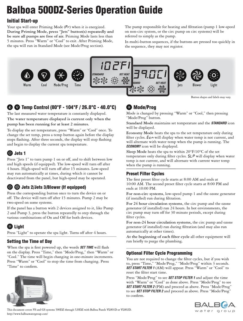 Balboa Water Group 500DZ Series Operation guide