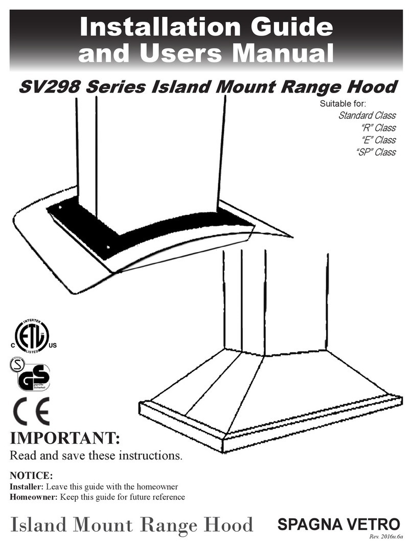 Spagna Vetro SV298 Series Installation guide and user's manual Spagna Vetro SV298 Series Installation guide and user's manual