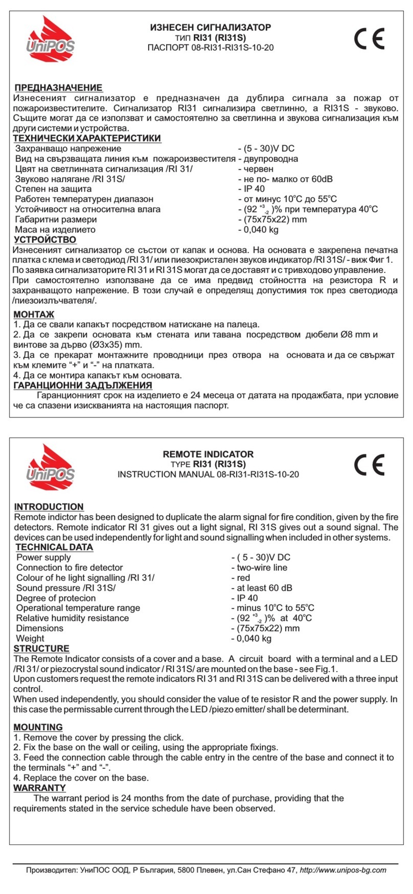 UniPOS RI31 instruction manual