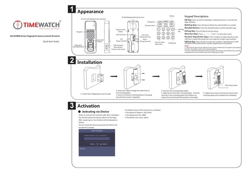 Timewatch UltraFP804 Series quick start guide