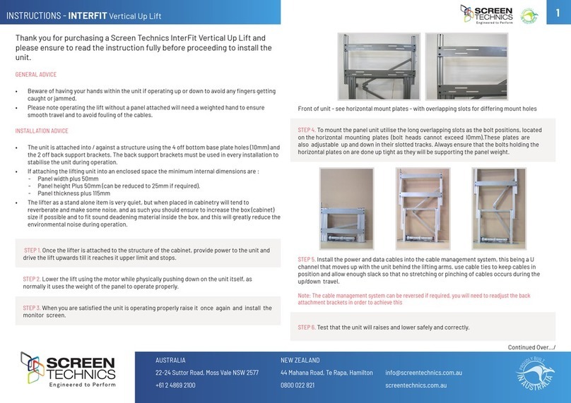 Screen Technics INTERFIT Vertical Up Lift instructions