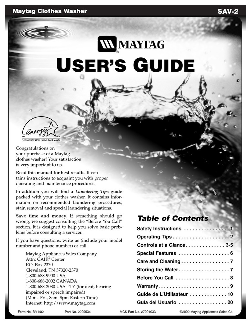 Maytag SAV-2 User manual