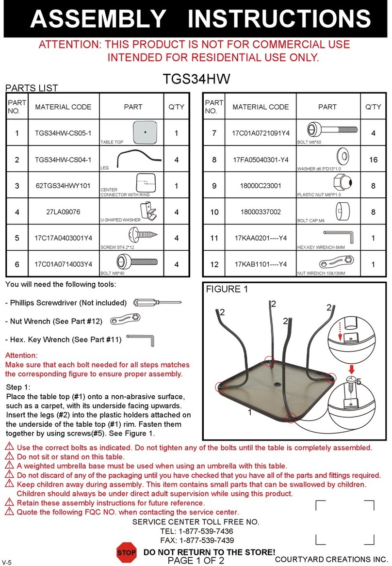 Courtyard Creations TGS34HW User manual
