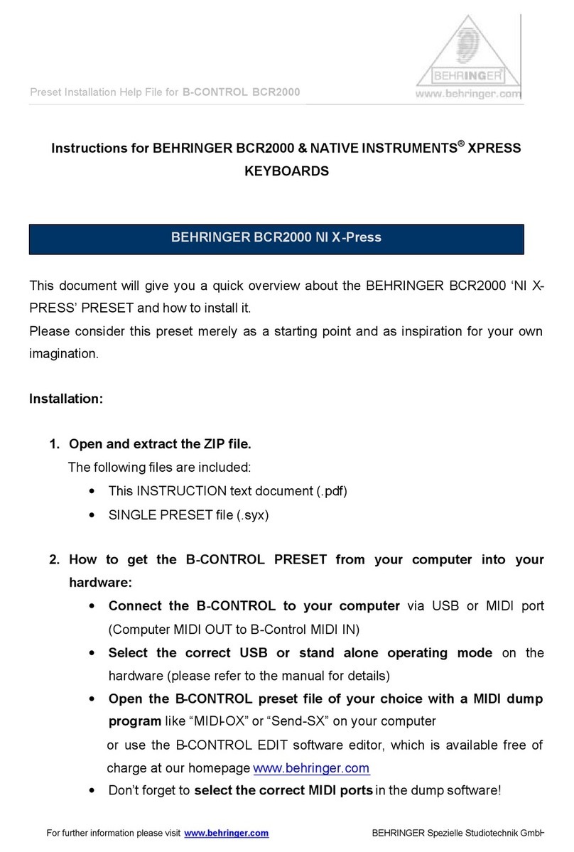 Behringer B-CONTROL ROTARY BCR2000 instructions