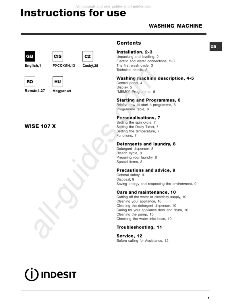 Indesit Wise 107 X User manual