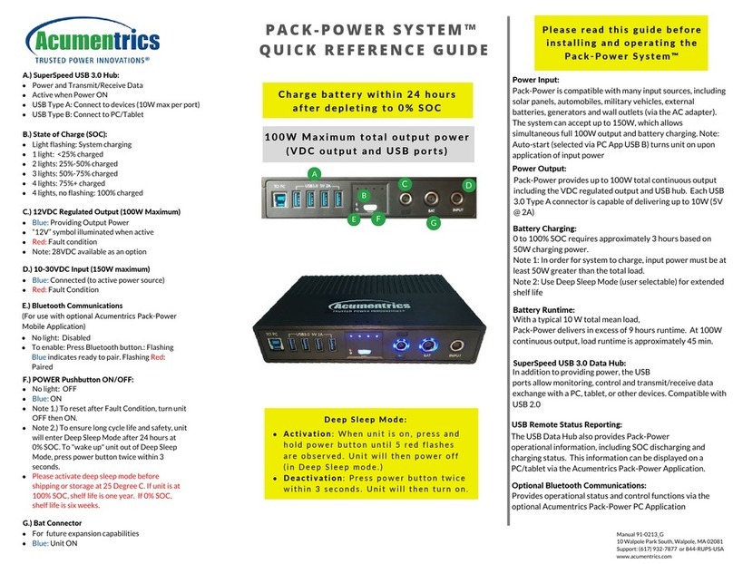 Acumentrics PACK-POWER SYSTEM Quick reference guide