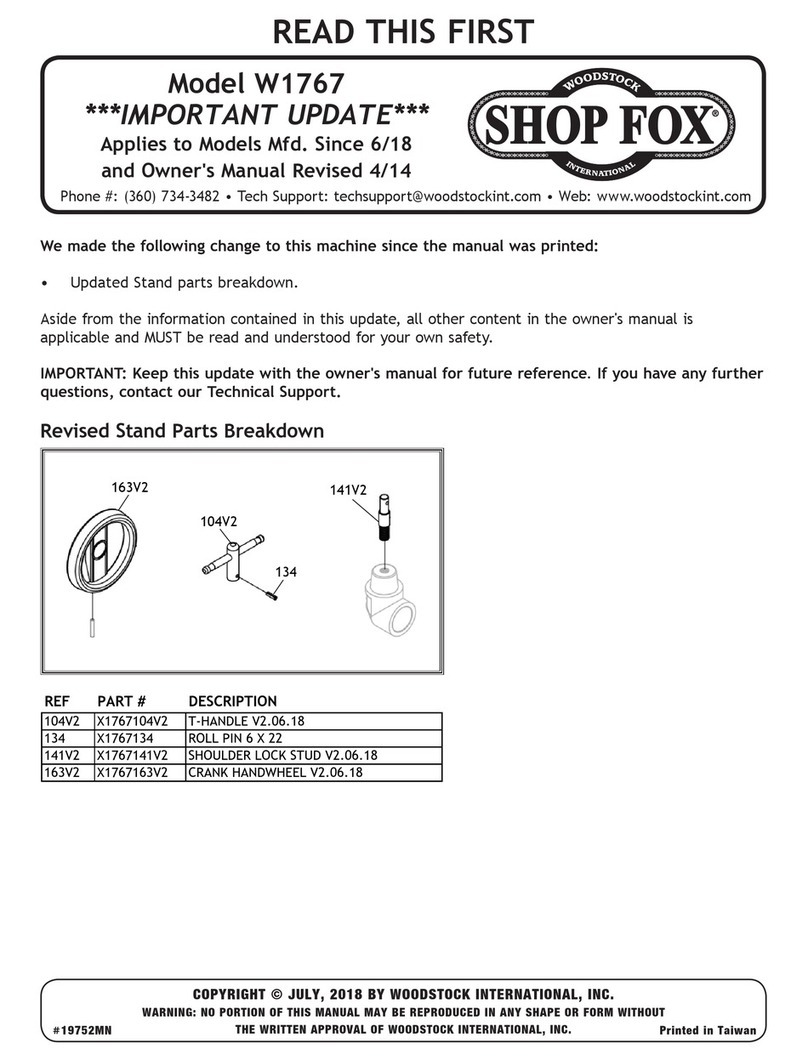 Shop fox W1767 owner's manual