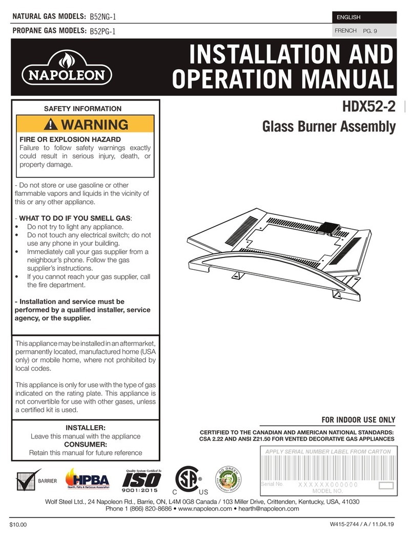 Napoleon B52NG-1 Installation and operation manual