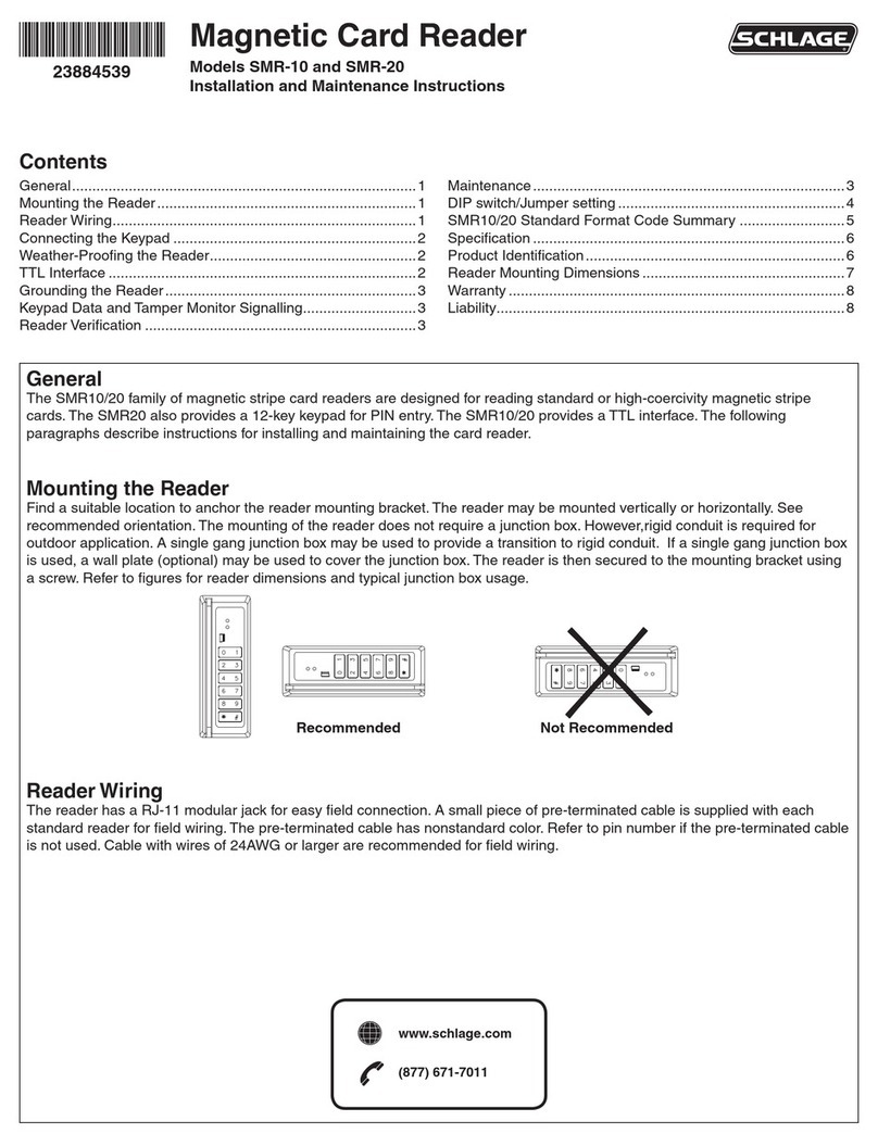 Allegion Schlage SMR-10 Installation and maintenance instructions