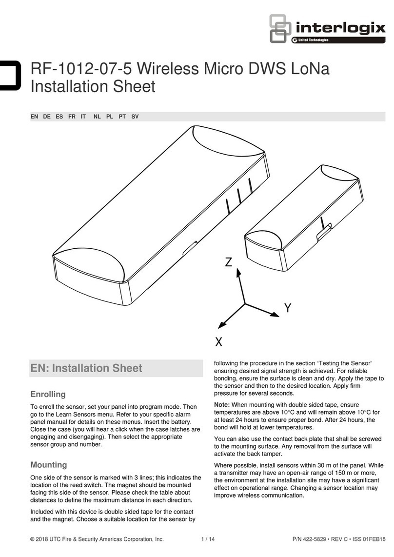United Technologies Interlogix RF-1012-07-5 Installation sheet