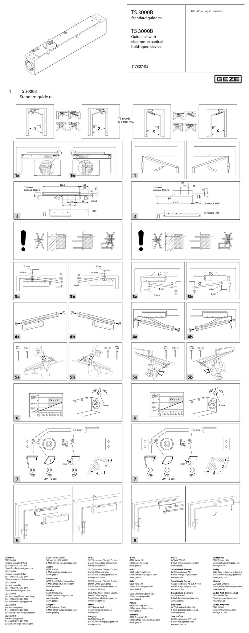 GEZE TS 3000B Mounting instructions