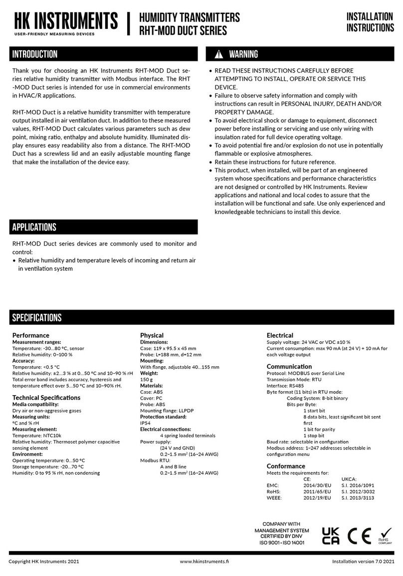HK Instruments RHT-MOD Duct Series User manual