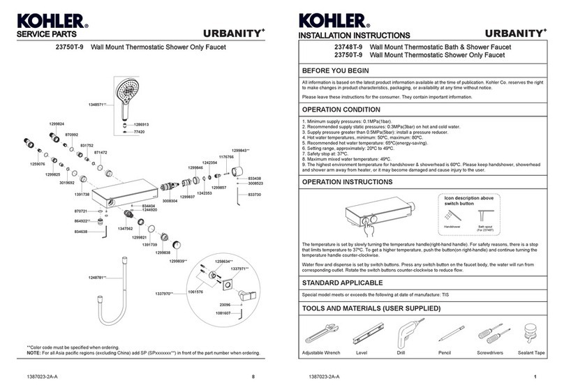 Kohler URBANITY 23748T-9 User manual