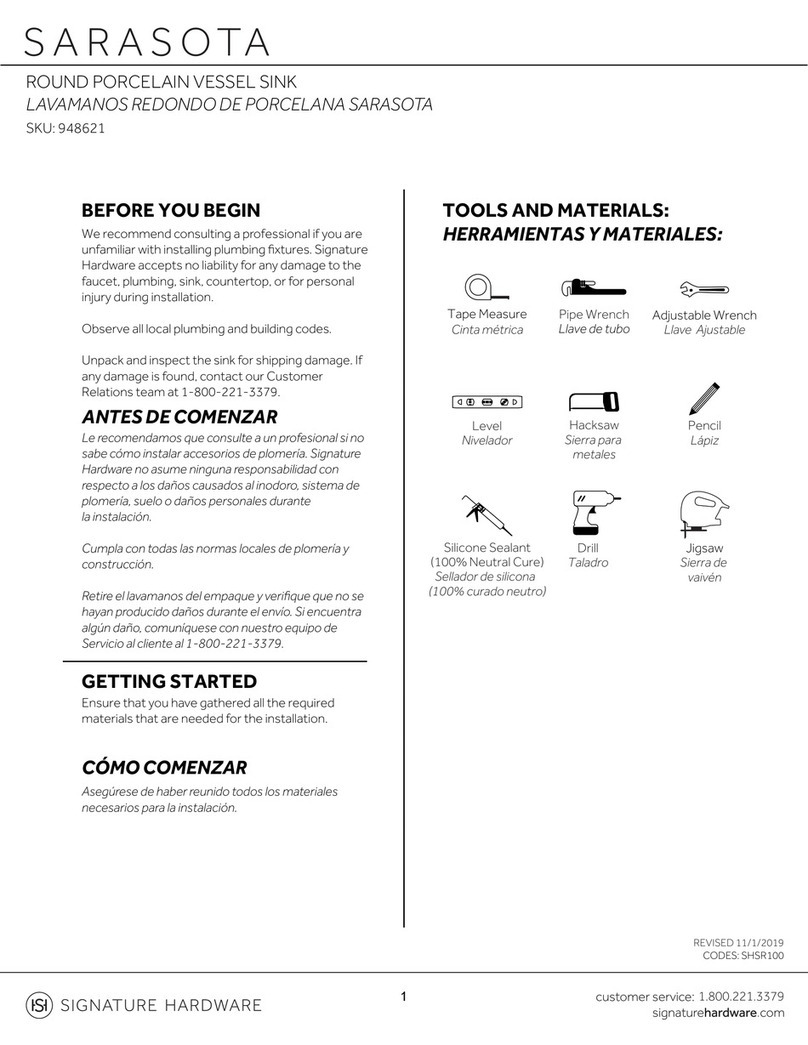 Signature Hardware Sarasota 948621 User manual Signature Hardware Sarasota 948621 User manual