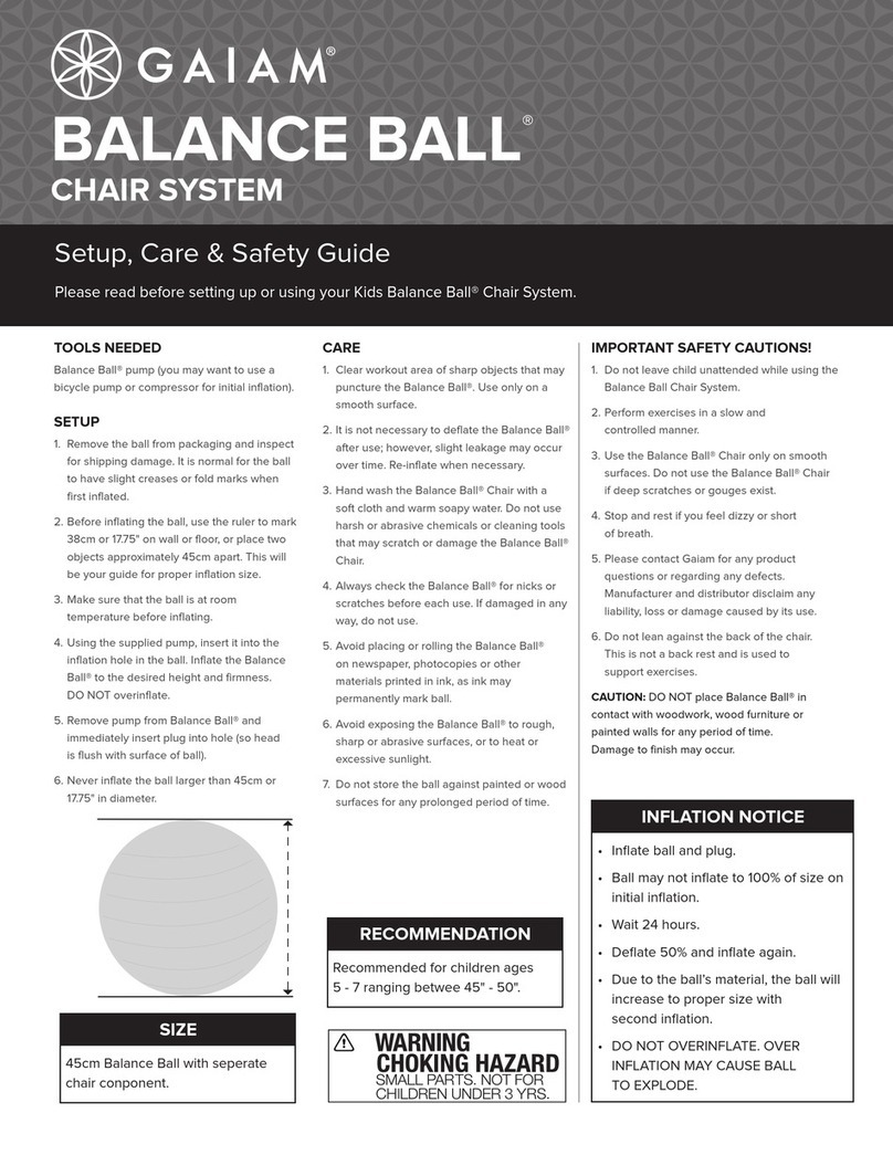 Gaiam BALANCE BALL Setup, Care and Handling